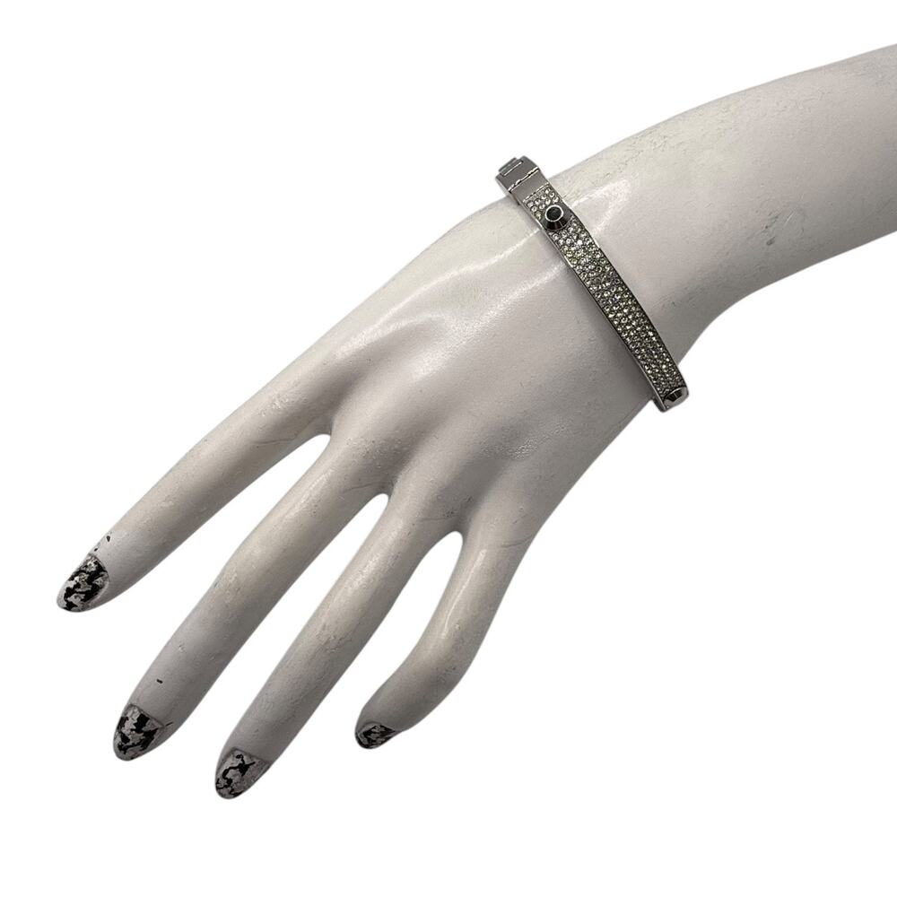 Michael Kors Silver-Tone Pave Crystal Studded Bangle Bracelet Size 7